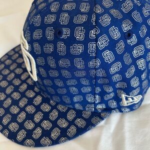 New Era 59Fifty San Diego Blue and Silver Logo Patterned Hat